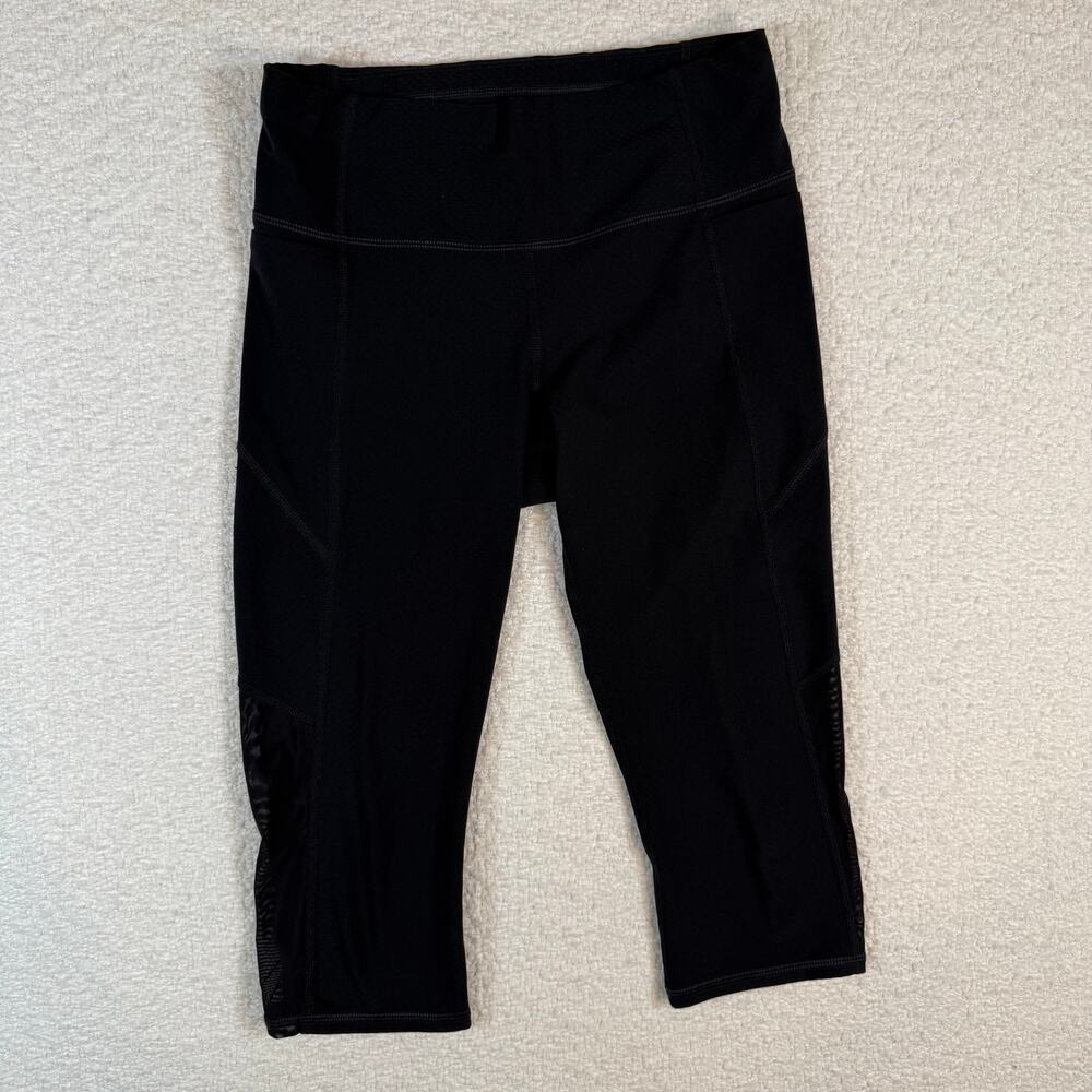Athleta womens cropped black leggings size xs gym workout yoga